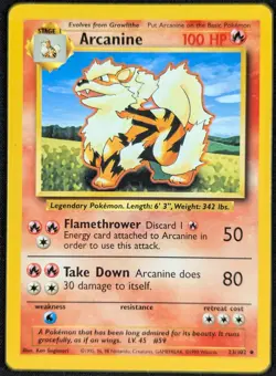 Arcanine 1999 Vintage WotC Regular Unlimited Pokemon Card 23/102 (NM) - Image 1