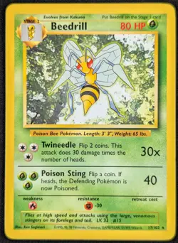 Beedrill 1999 Vintage WotC Non Holo Rare Unlimited Pokemon Card 17/102 (NM) - Image 1