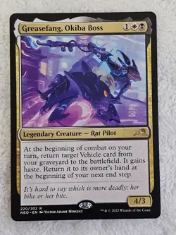 MTG Greasefang, Okiba Boss #220 Kamigawa Neon Dynasty Magic Card Rare NM - Image 1