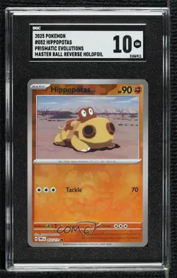 Hippopotas Master Ball Foil Pokemon Prismatic Evolutions PRE SGC 10 GEM - Image 1