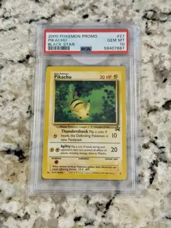 PIKACHU BLACK STAR PROMO #27 - PSA 10 GEM MINT - VINTAGE WOTC 2000 POKEMON CARD - Image 1