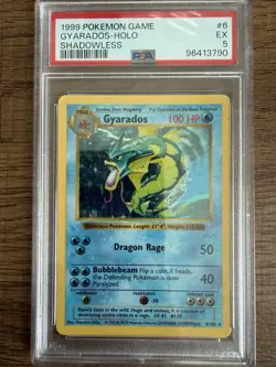 PSA 5 Gyarados 6/102 SHADOWLESS Base Set 1999 Holo Rare WOTC Pokemon Card TCG - Image 1
