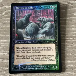Ravenous Rats 1999 Urza's Destiny FOIL Black MTG LP Magic: The Gathering - Image 1