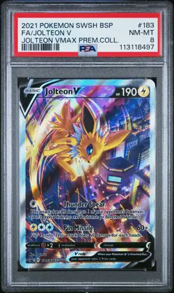 2021 POKEMON SWSH BLACK STAR PROMO #183 FULL ART/JOLTEON V PSA 8 - Image 1