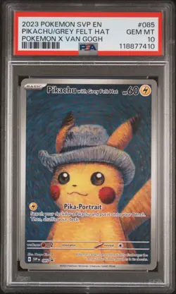 2023 POKEMON SVP EN-SV BLACK STAR PROMO #085 PIKACHU WITH GREY FELT HAT PSA 10 - Image 1