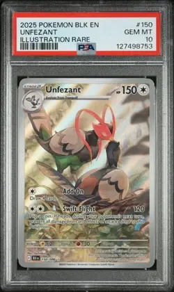 2025 Pokemon Black Bolt Unfezant Illustration Rare #150 PSA 10 POP 3 - Image 1