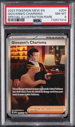 2023 POKEMON MEW EN-151 SPECIAL ILLUSTRATION RARE #204 GIOVANNI'S CHARISMA PSA 8 - Image 1