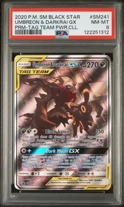 2020 Pokemon Sun and Moon Umbreon & Darkrai GX Black Star Promo #SM241 PSA 8 - Image 1
