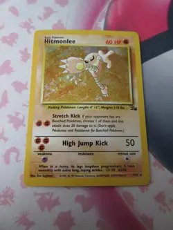Pokemon TCG Hitmonlee Fossil Holo Card 7/62 Unlimited Rare LP - Image 1