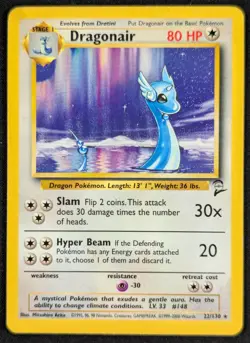 Dragonair 2000 Vintage WotC Regular Rare Base Set 2 Pokemon Card 22/130 (LP) - Image 1
