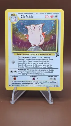 Pokemon TCG Clefable Base Set 2 Holo Unlimited Rare Card 5/130 MP-LP - Image 1