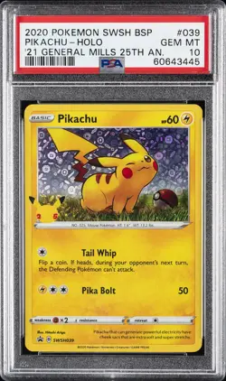2020 POKEMON SWSH BLACK STAR PROMO #039 PIKACHU-HOLO PSA 10 - Image 1