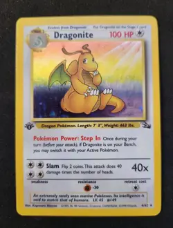 Dragonite 1st EDITION 4/62 Fossil Holo Vintage Pokemon - LP+/NM- - Image 1