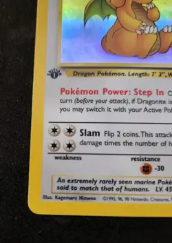 Dragonite 1st EDITION 4/62 Fossil Holo Vintage Pokemon - LP+/NM- - Image 5