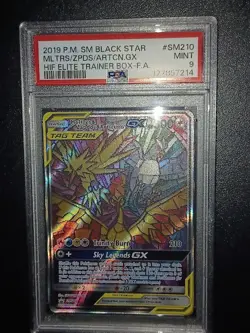 Pokemon 2019 Moltres Zapdos Articuno GX #SM210 Hidden Fates ETB Promo PSA 9 - Image 2