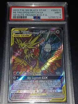 Pokemon 2019 Moltres Zapdos Articuno GX #SM210 Hidden Fates ETB Promo PSA 9 - Image 3