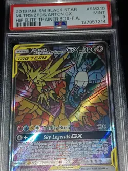 Pokemon 2019 Moltres Zapdos Articuno GX #SM210 Hidden Fates ETB Promo PSA 9 - Image 4