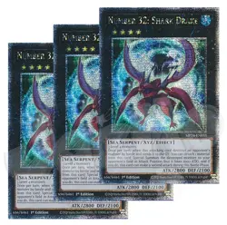 Yugioh Number 32 Shark Drake x 3 - 1st Edition Quarter Century QCR NM Free Holo - Image 1