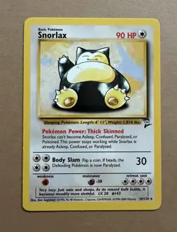 Pokemon TCG Snorlax Card 30/130 Base Set 2 Vintage Non-Holo Rare WOTC - Image 1