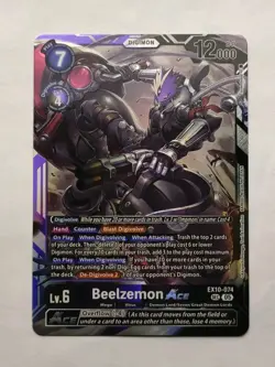 Beelzemon Ace EX10-074 SEC Digimon Card Game Secret Rare English NM Holo - Image 1