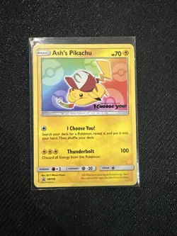 Pokemon TCG Ash's Pikachu Sun & Moon SM108 Black Star Promo Card - Image 1