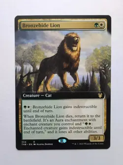 MTG Bronzehide Lion (TBD) Theros Beyond Death Extended Art Regular Rare 334 - Image 1