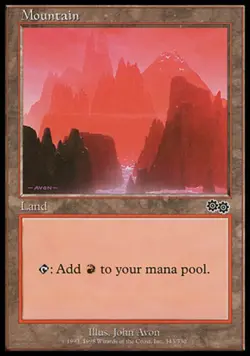 Basic Lands 10 MTG Mountain (343), Heavy Play, English Urza's Saga - Image 1