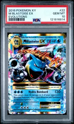 2016 POKEMON XY EVOLUTIONS #22 M BLASTOISE EX PSA 10 - Image 1