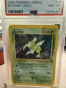 Scyther Holo, Pokemon TCG 1999 Jungle Unlimited, PSA 8 Grade - Image 1