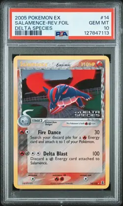 2005 POKEMON EX DELTA SPECIES #14 SALAMENCE-REVERSE FOIL PSA 10 - Image 1