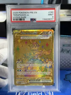 Terapagos ex Gold Hyper Rare 180/131 S&V Prismatic Evolutions Pokemon PSA 9 MINT - Image 1