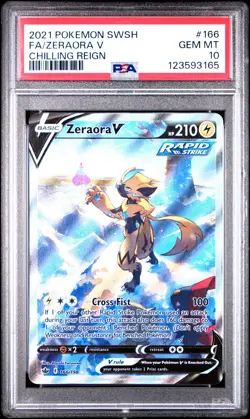 2021 POKEMON SWORD & SHIELD CHILLING REIGN #166 FULL ART/ZERAORA V PSA 10 - Image 1