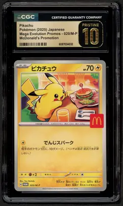 CGC 10 PRISTINE Pokemon Pikachu 020/M-P McDonald's Promo Japanese 2025 US SELLER - Image 1