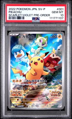 2022 POKEMON JPN SV PROMO SCARLET & VIOLET PRE-ORDER #001 PIKACHU PSA 10 - Image 1