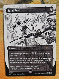 MTG Spider-man Fatal Push (7014) Non-Foil Sketched Chase Card Secret Lair NM/MT - Image 1