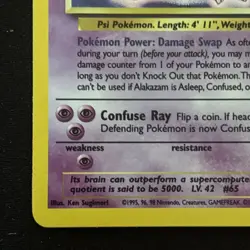 Pokemon Alakazam Base Set 2 Holo Unlimited Rare Card 1/130 1999-2000 LP - Image 2