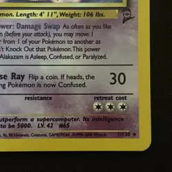 Pokemon Alakazam Base Set 2 Holo Unlimited Rare Card 1/130 1999-2000 LP - Image 5