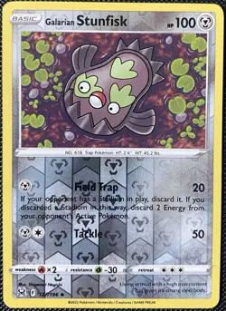 Galarian Stunfisk 127/196 Swsh11: Lost Origin Reverse Holo - Pokemon Card - Image 1