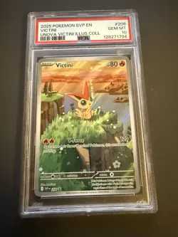 2025 POKEMON SVP PROMO VICTINI ILLUSTRATION COLLECTION #208 VICTINI PSA 10 - Image 1