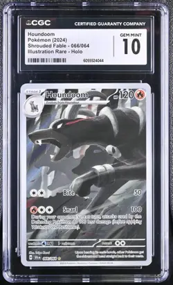 Houndoom 066/064 Illustration Rare Shrouded Fable Pokemon CGC Gem Mint 10 - Image 1