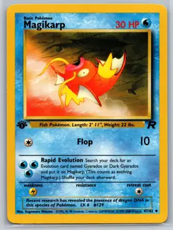 NM Magikarp 47/82 1st Edition Team Rocket Pokemon 2000 - Image 1