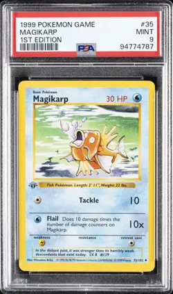 1999 POKEMON BASE SET 1ST EDITION #35 MAGIKARP PSA 9 - Image 1