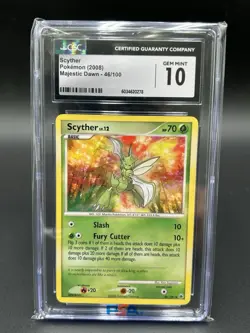 Pokemon TCG 2008 Majestic Dawn Non Holo Scyther 46/100 CGC Gem Mint 10 - Image 1
