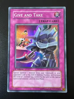 Give and Take DP08-EN029 Super Rare 1st Edition Near Mint Yugioh - Image 1