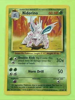 Nidorino 037/102 Base Set Regular nice card never played good centering - Image 1