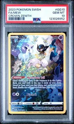 2023 POKEMON SWORD & SHIELD CROWN ZENITH #GG10 FULL ART/MEW PSA 10 - Image 1