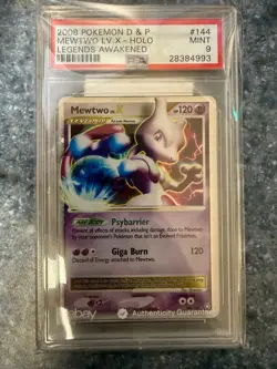 2008 POKEMON DIAMOND & PEARL LEGENDS AWAKENED #144 MEWTWO LV.X-HOLO LEGEN PSA 9 - Image 1
