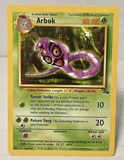Arbok 31/62 Fossil Unlimited LP Regular Uncommon Pokemon WOTC Vintage - Image 1