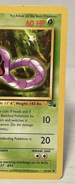 Arbok 31/62 Fossil Unlimited LP Regular Uncommon Pokemon WOTC Vintage - Image 3