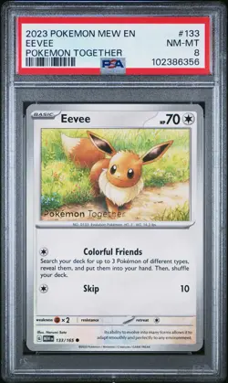2023 POKEMON MEW EN-151 POKEMON TOGETHER #133 EEVEE PSA 8 - Image 1